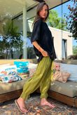 Izi Cheesecloth Button Tee Black